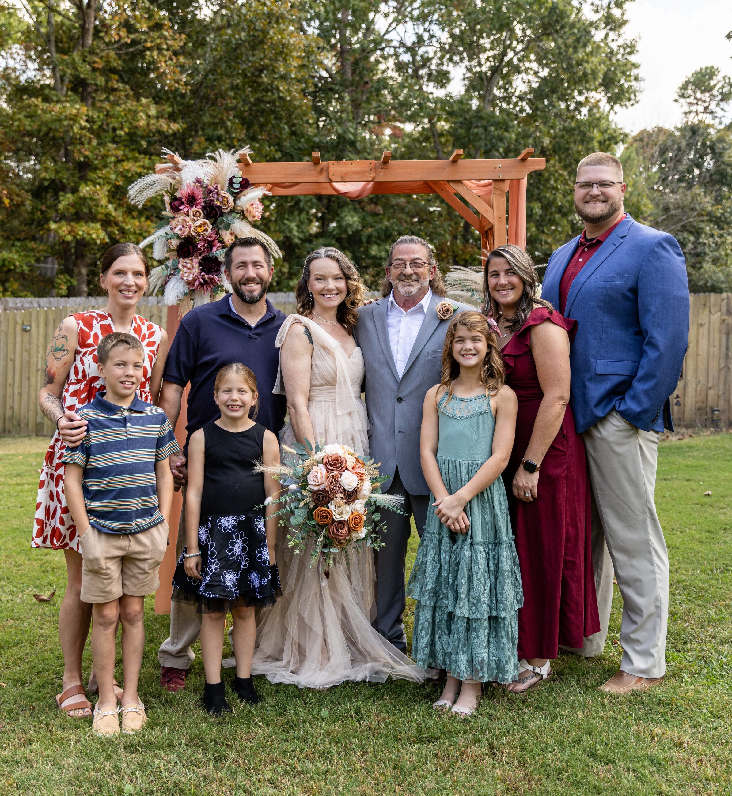 Family portrait taken at a wedding