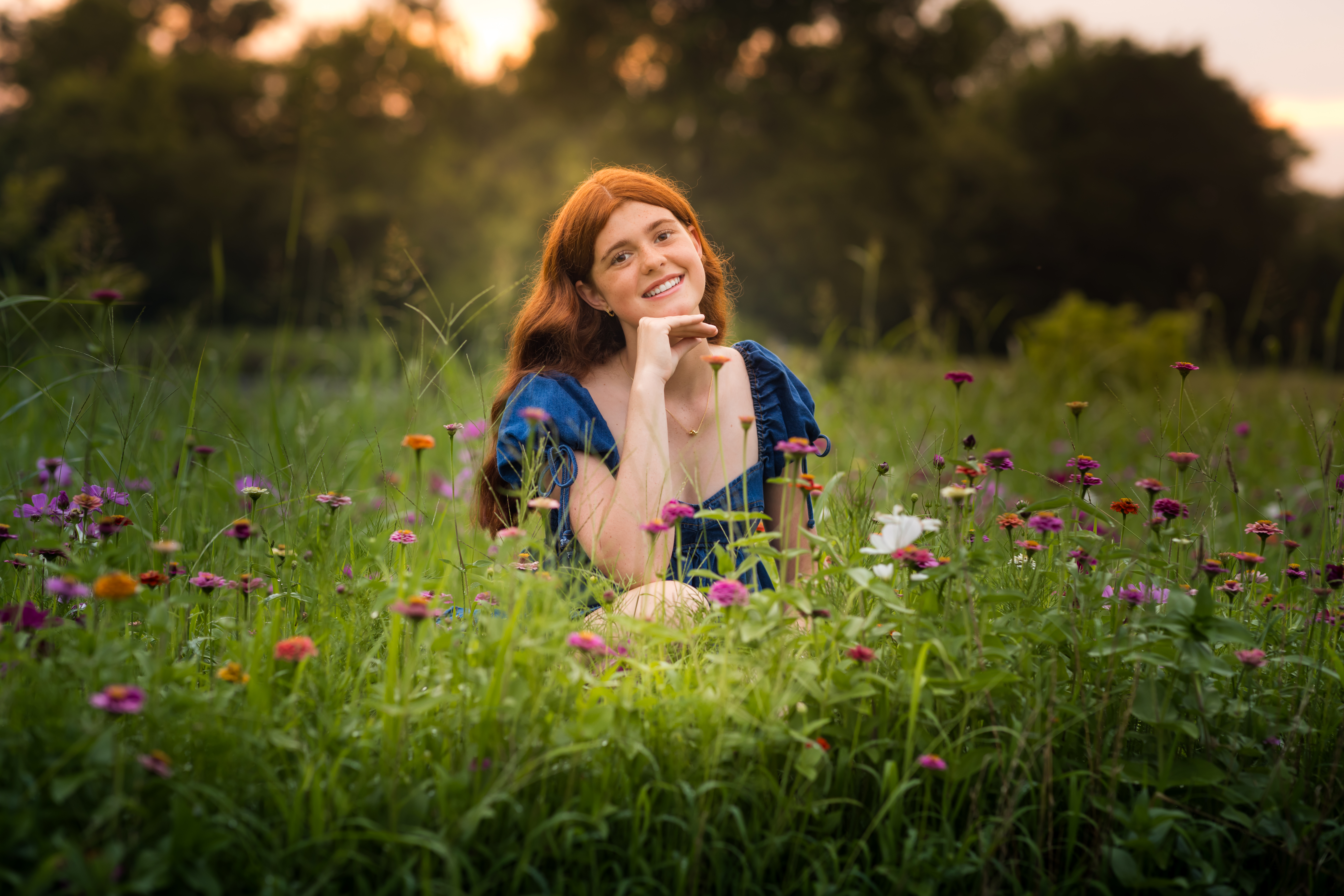 Portrait session in wildflower field
